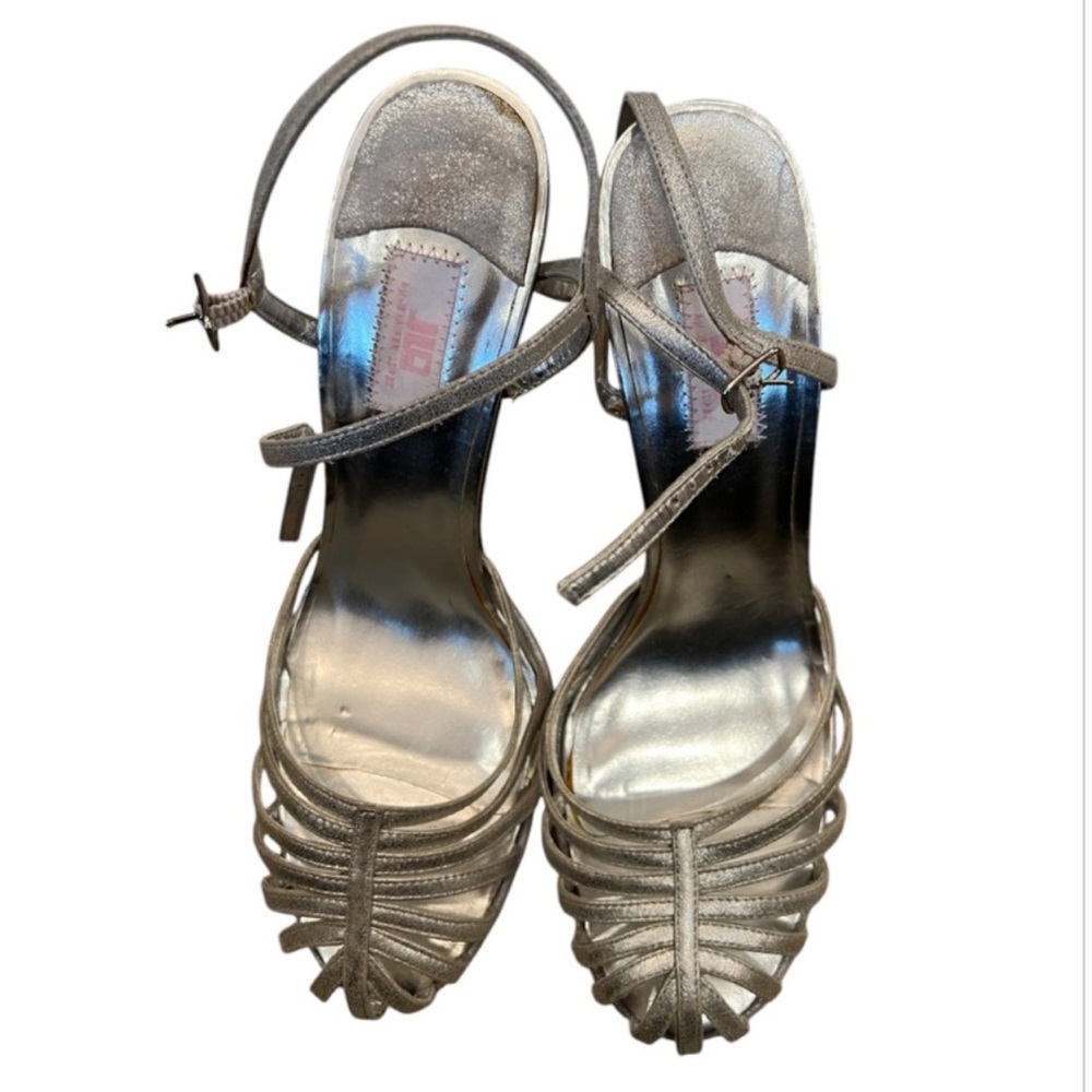 Jlo Elegant Silver Strappy Heels